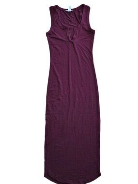 Capella Tank Dress Size L Burgundy Split Neck Midi Bodycon
